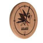 San Jose Sharks 13-Inch Solid Wood Engraved Clock in Natural 3 San Jose Sharks 13-Inch Solid Wood Engraved Clock in Natural
