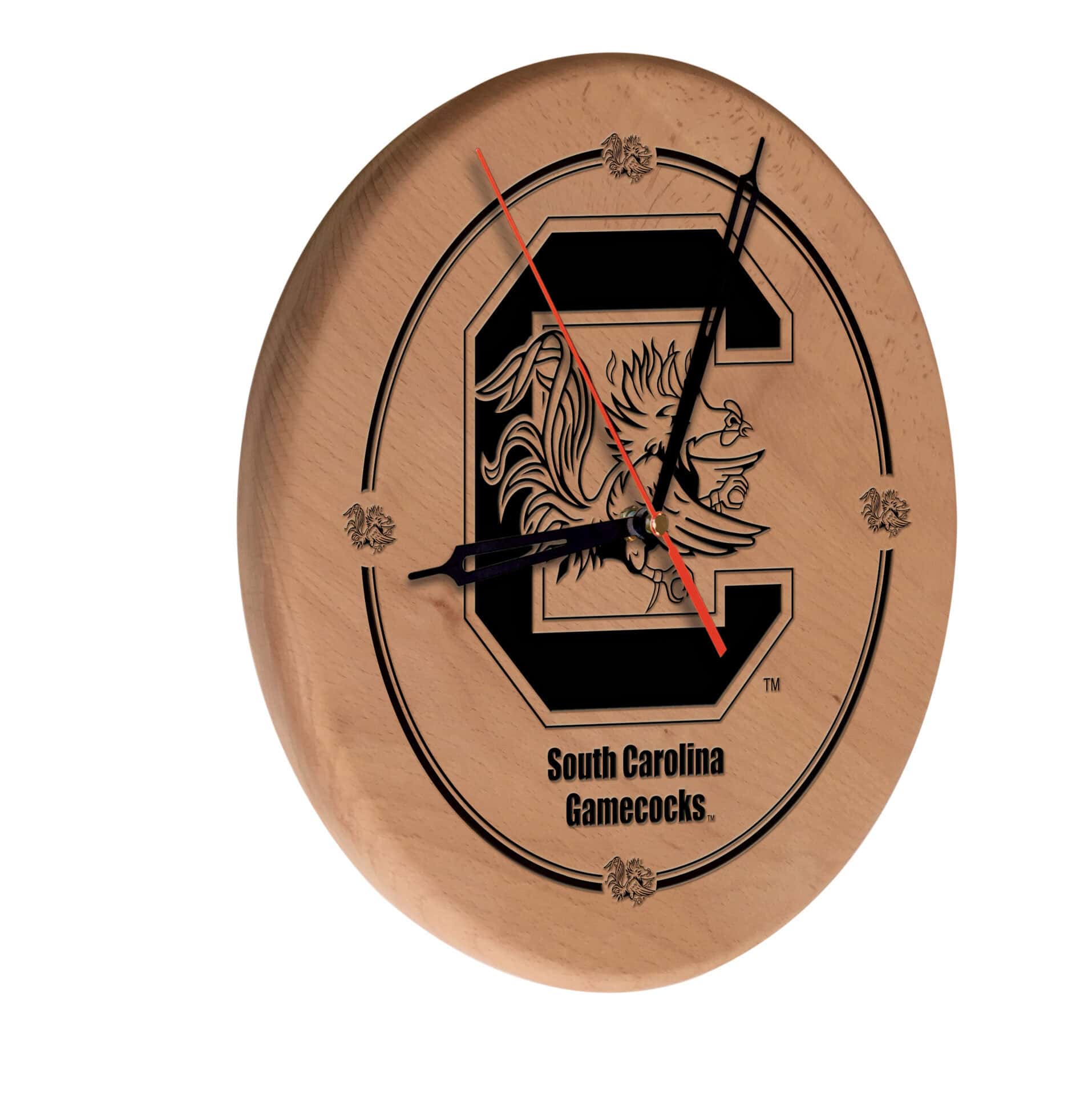 University of South Carolina 13-Inch Solid Wood Engraved Clock in Natural 1 University of South Carolina 13-Inch Solid Wood Engraved Clock in Natural