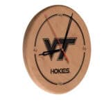 Virginia Tech University 13-Inch Solid Wood Engraved Clock in Natural