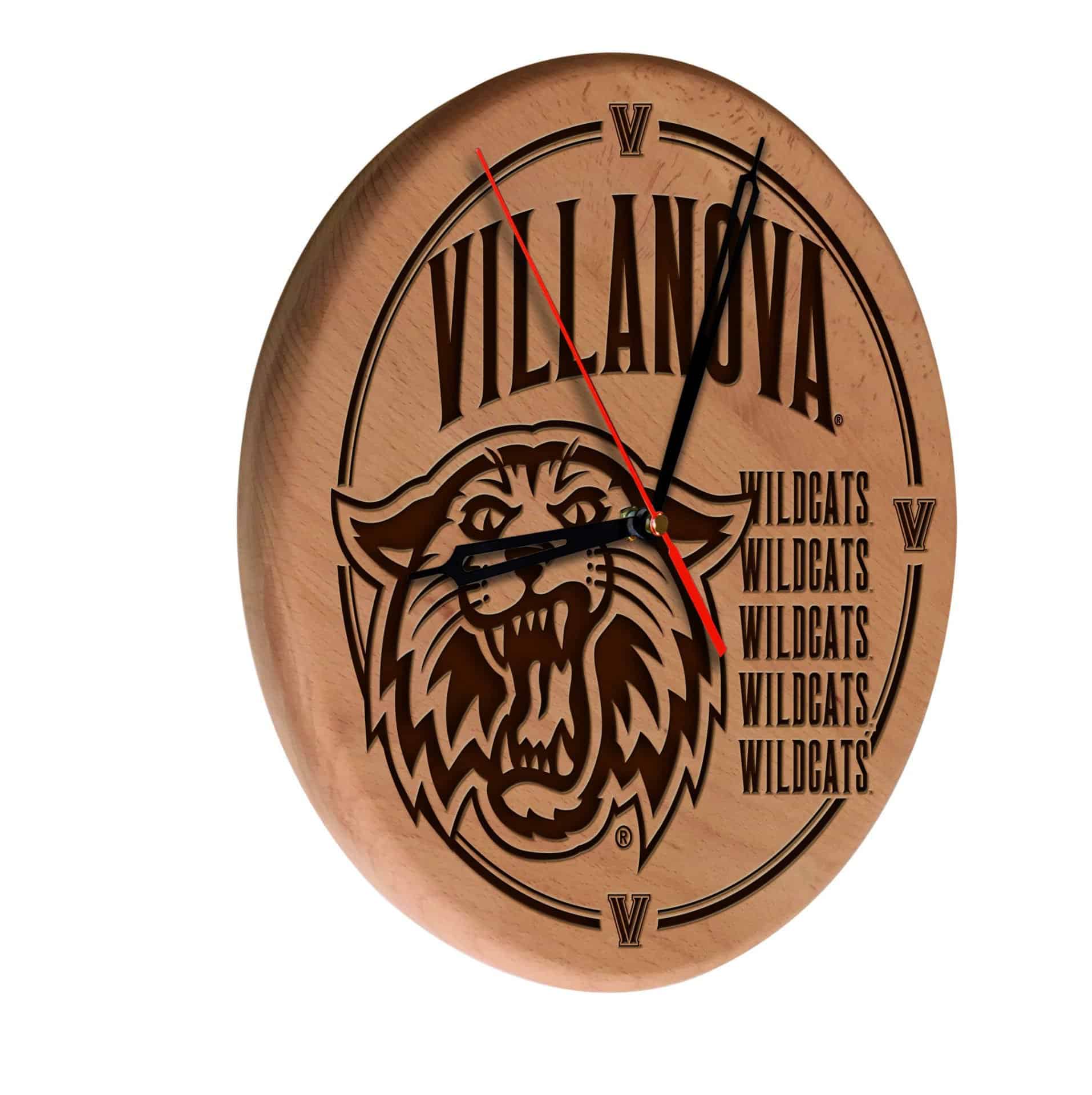 Villanova University 13-Inch Solid Wood Engraved Clock in Natural 1 Villanova University 13-Inch Solid Wood Engraved Clock in Natural