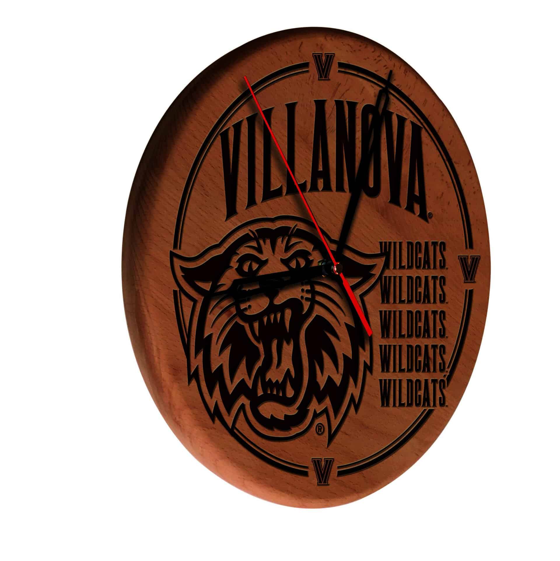 Villanova University 13-Inch Solid Wood Engraved Clock in Natural 3 Villanova University 13-Inch Solid Wood Engraved Clock in Natural