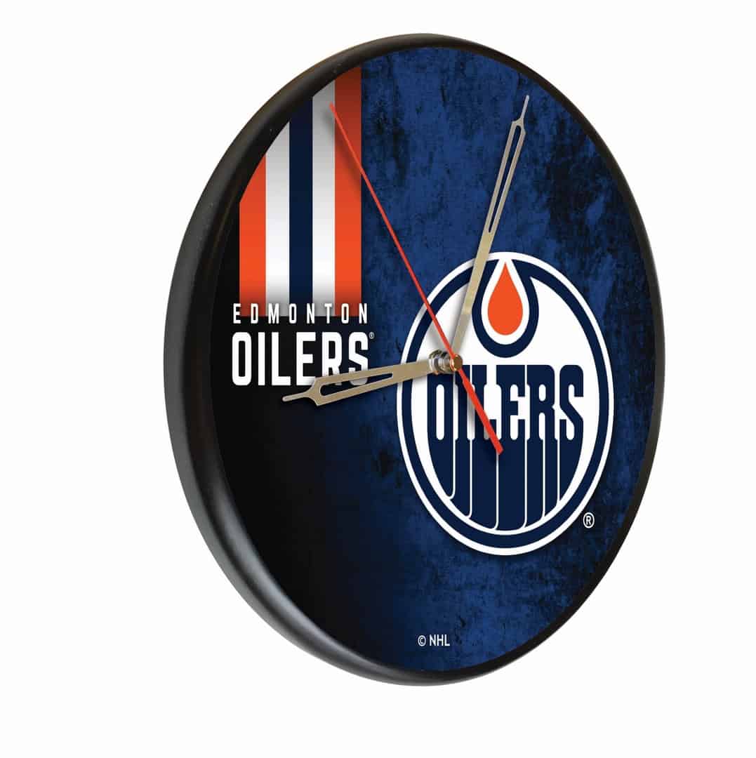 Edmonton Oilers 13-Inch Solid Wood Clock in Black (Alternate) 1 Edmonton Oilers 13-Inch Solid Wood Clock in Black (Alternate)