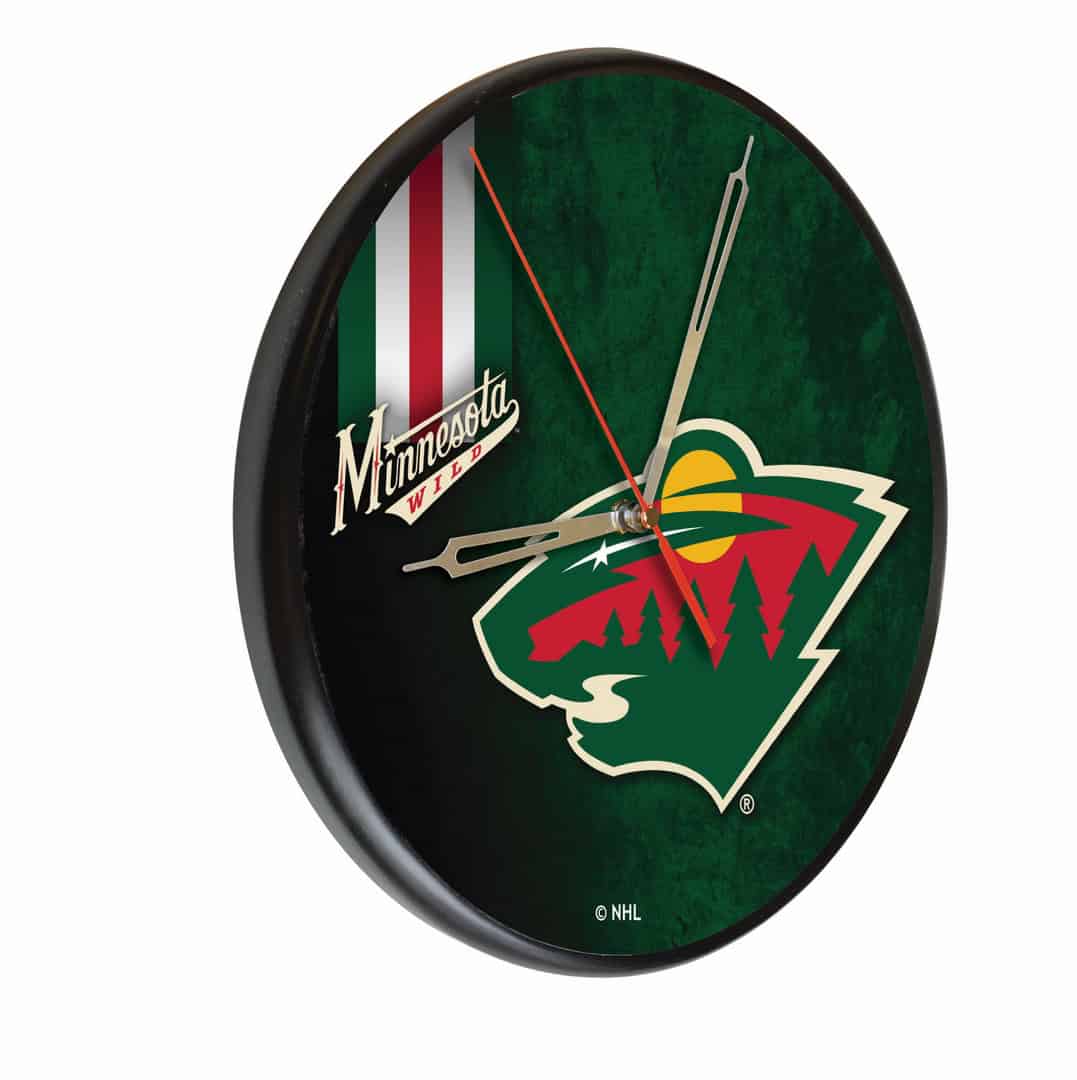 Minnesota Wild 13-Inch Solid Wood Clock in Black (Alternate) 1 Minnesota Wild 13-Inch Solid Wood Clock in Black (Alternate)