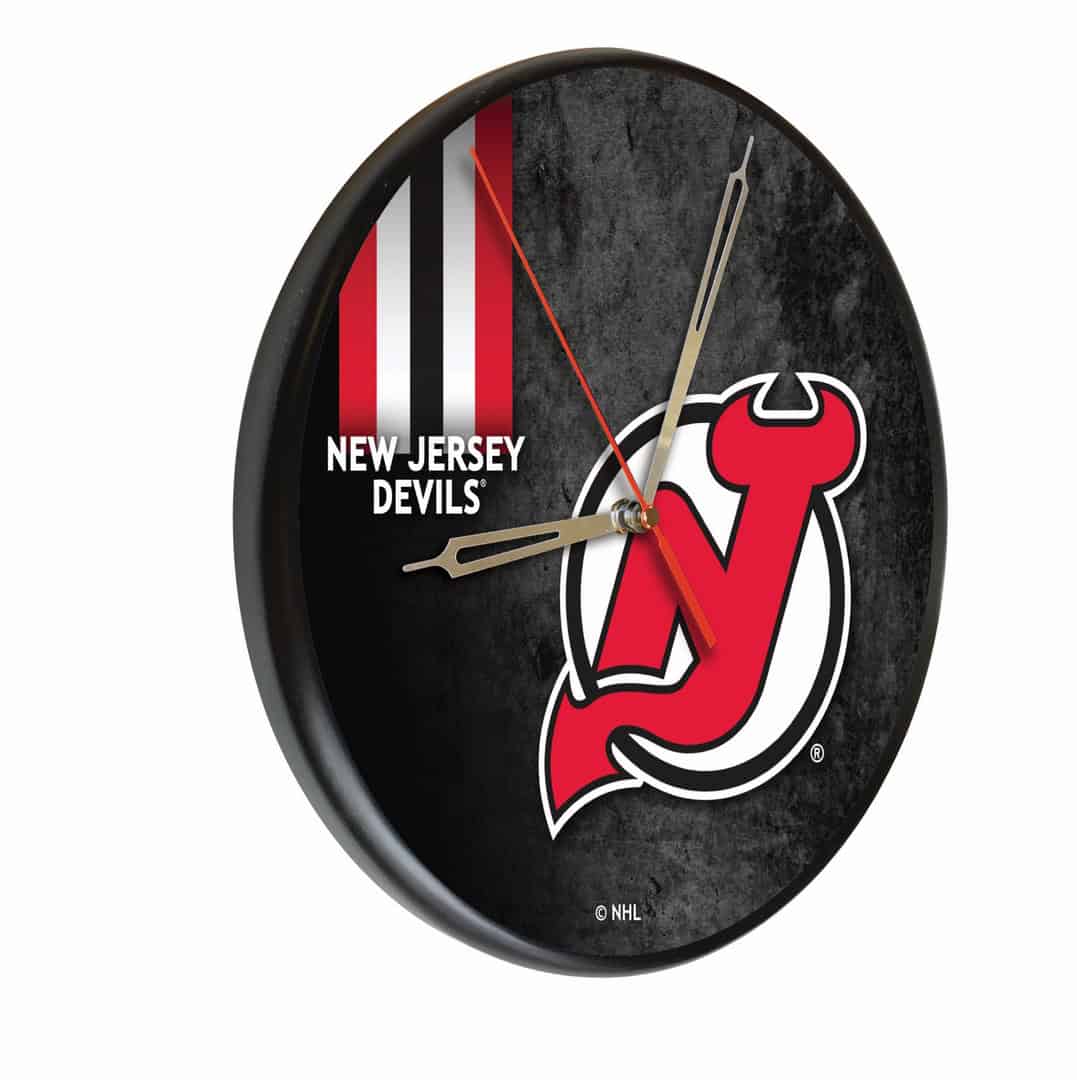 New Jersey Devils 13-Inch Solid Wood Clock in Black (Alternate) 1 New Jersey Devils 13-Inch Solid Wood Clock in Black (Alternate)