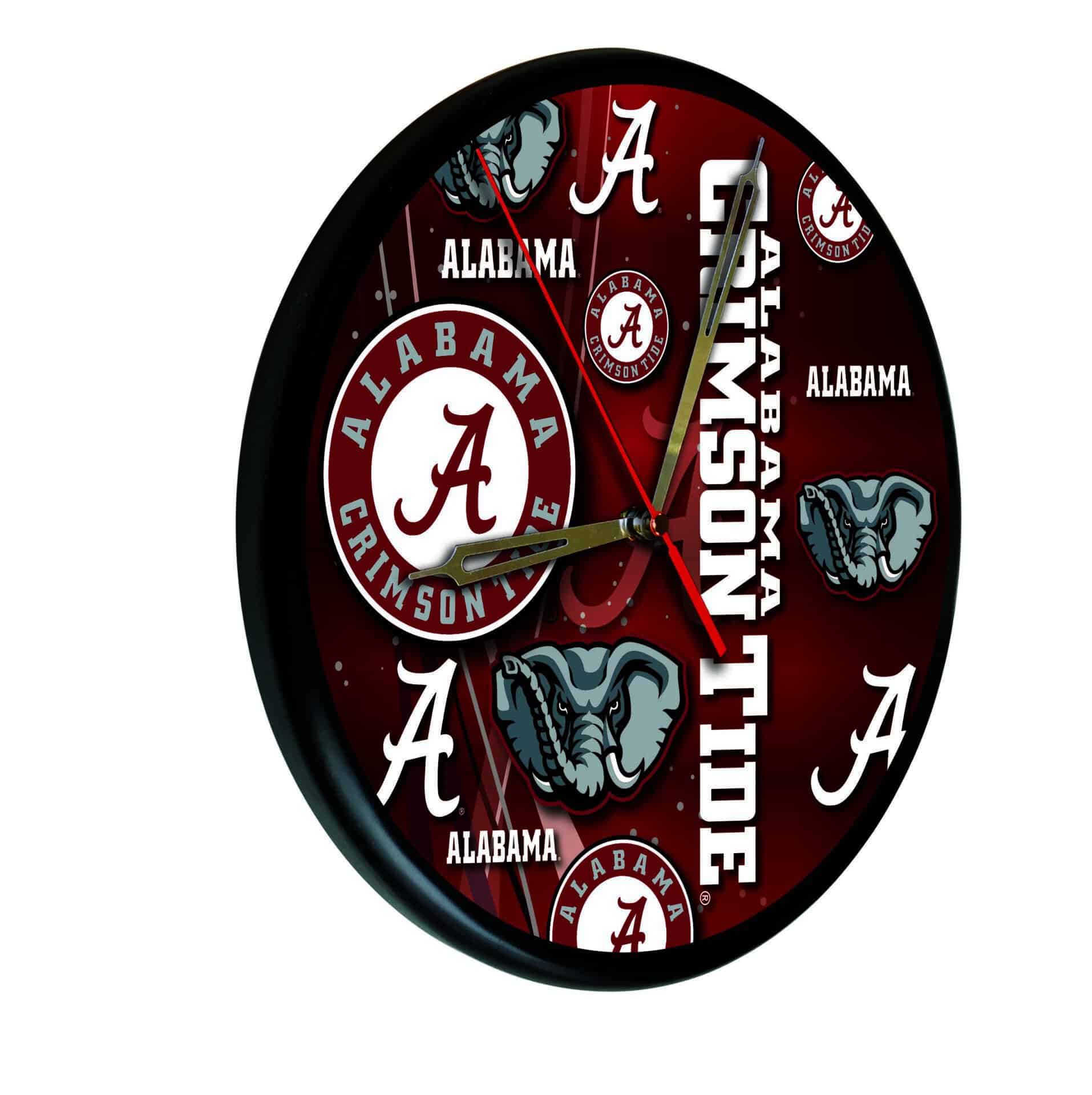 University of Alabama 13-Inch Solid Wood Clock in Black 1 University of Alabama 13-Inch Solid Wood Clock in Black