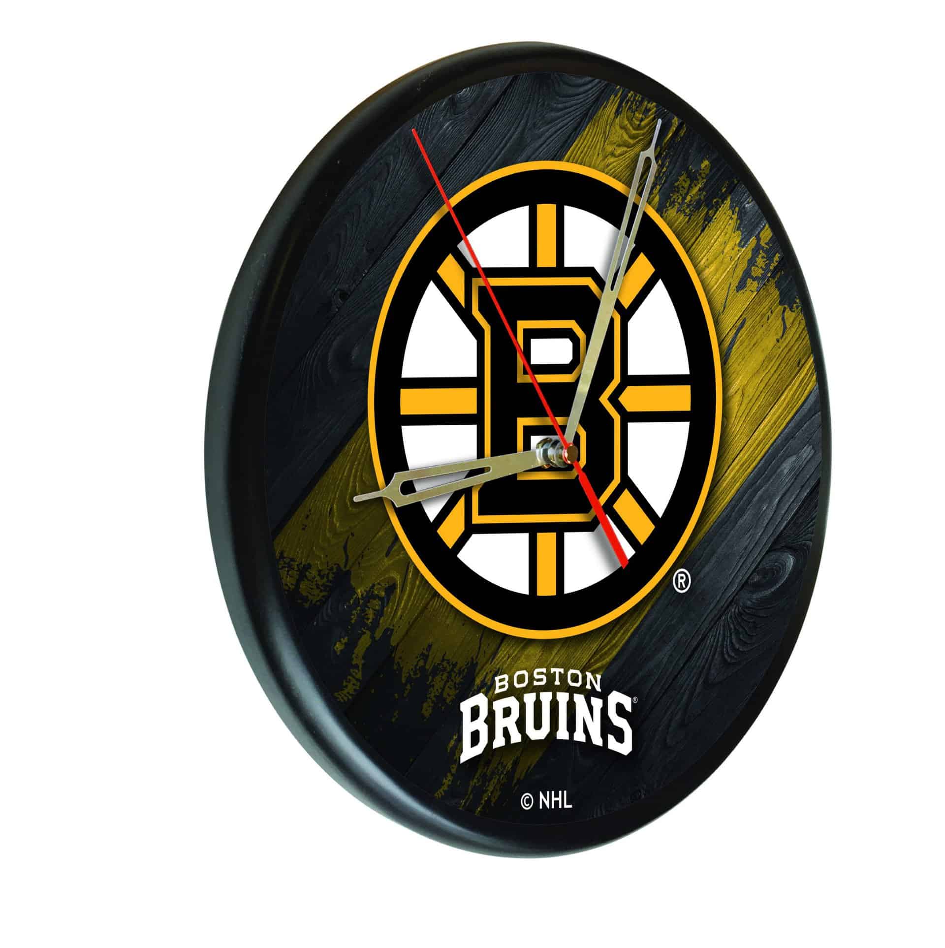 Boston Bruins 13-Inch Solid Wood Clock in Black 3 Boston Bruins 13-Inch Solid Wood Clock in Black