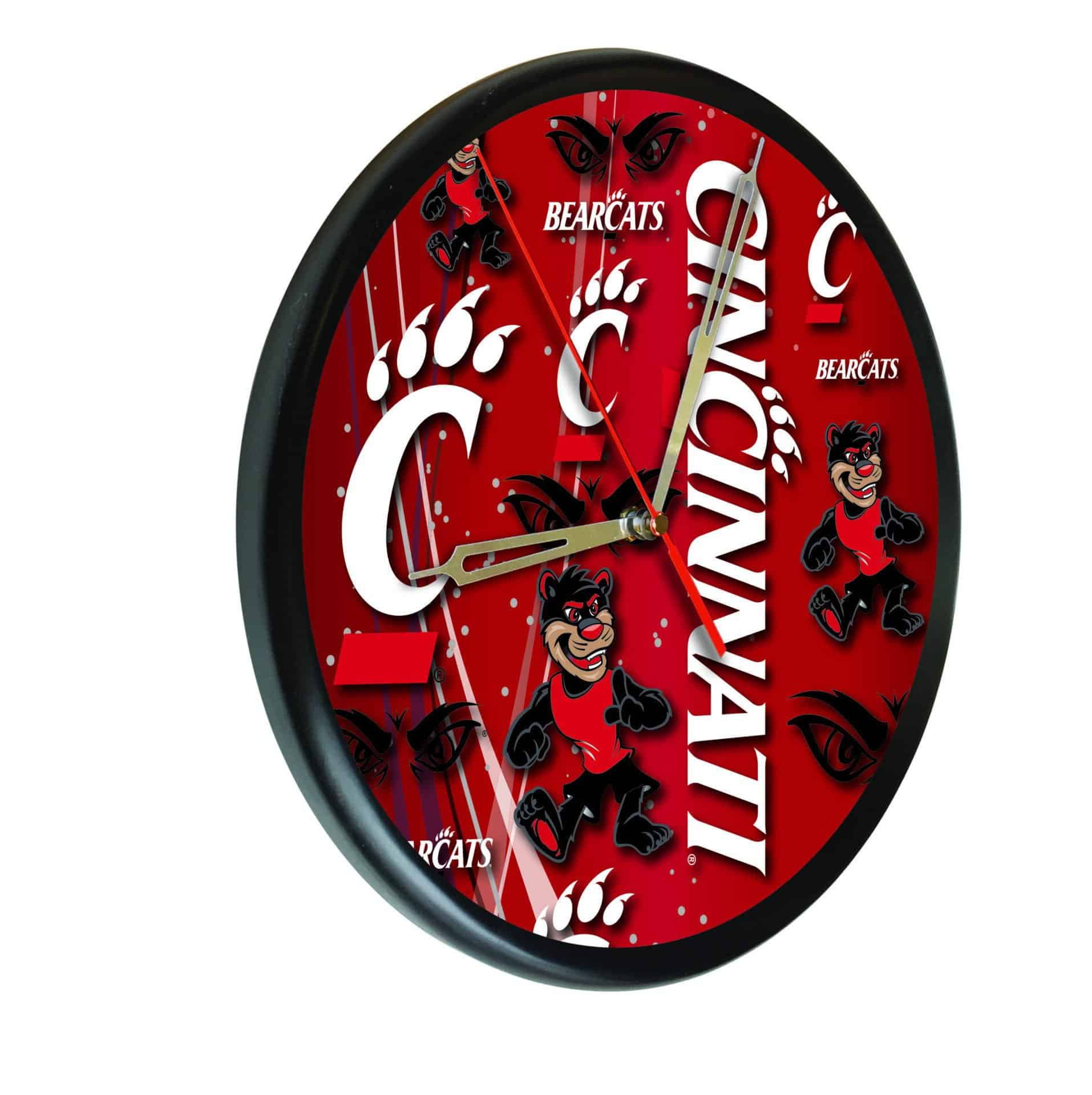 University of Cincinnati 13-Inch Solid Wood Clock in Black 1 University of Cincinnati 13-Inch Solid Wood Clock in Black