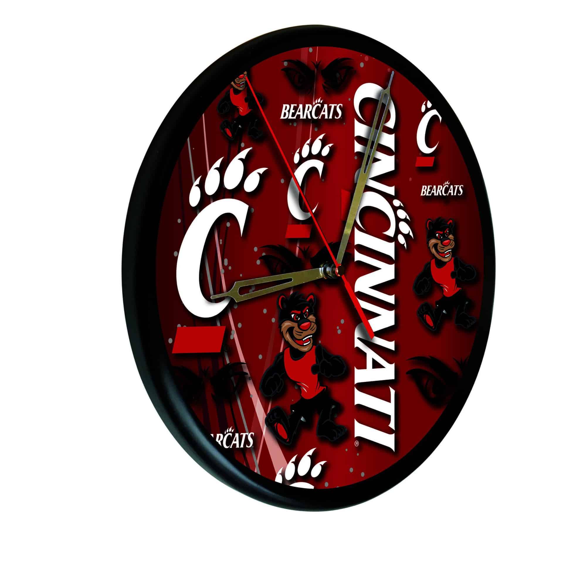 University of Cincinnati 13-Inch Solid Wood Clock in Black 3 University of Cincinnati 13-Inch Solid Wood Clock in Black