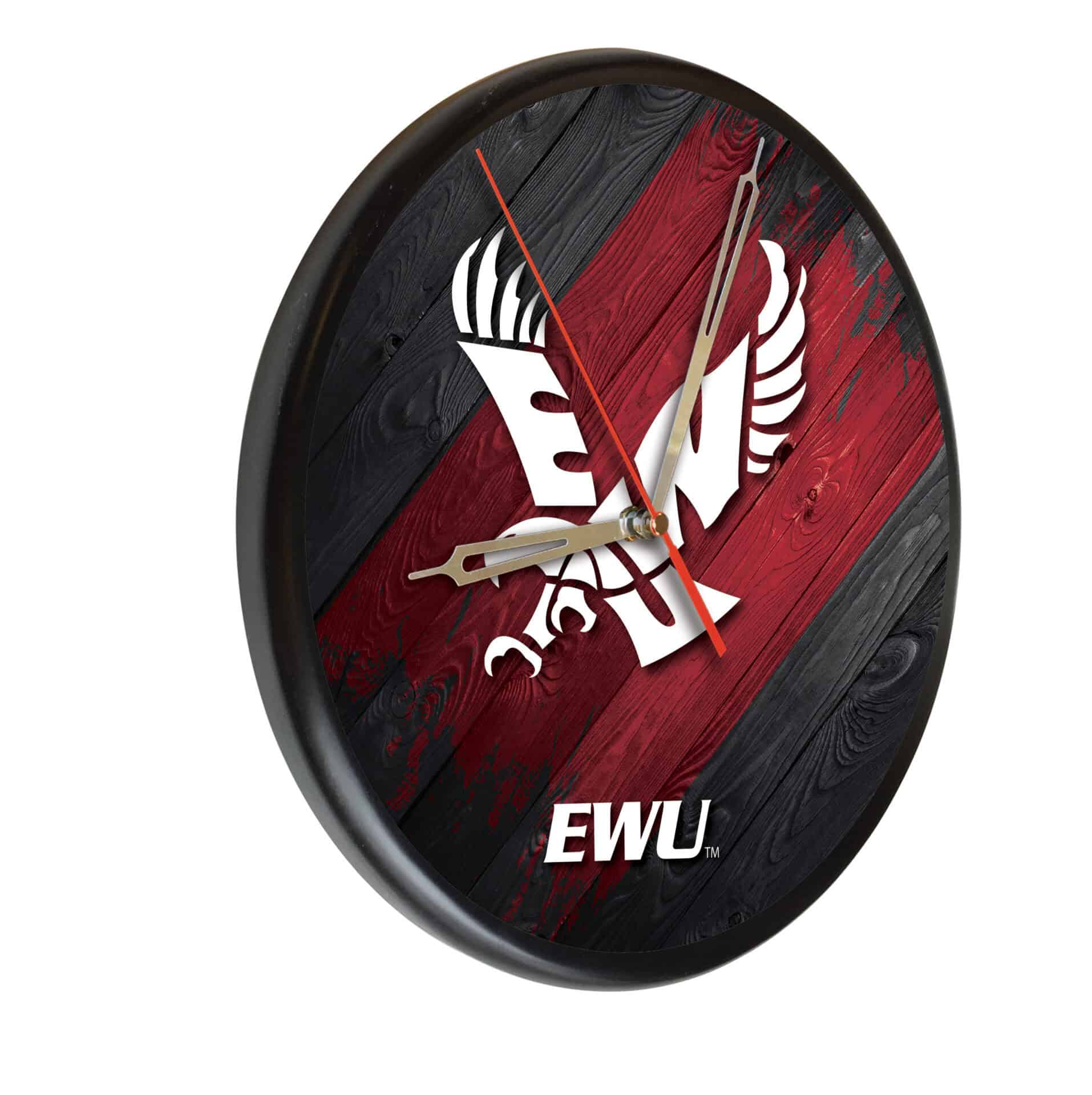 Eastern Washington University 13-Inch Solid Wood Clock in Black 1 Eastern Washington University 13-Inch Solid Wood Clock in Black