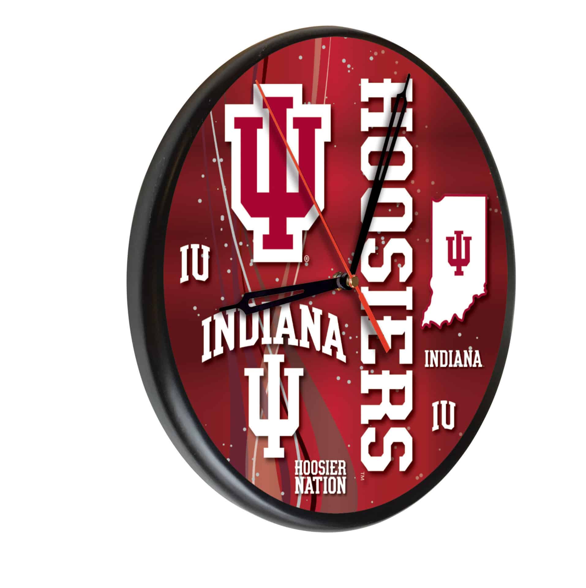 Indiana University 13-Inch Solid Wood Clock in Black 1 Indiana University 13-Inch Solid Wood Clock in Black