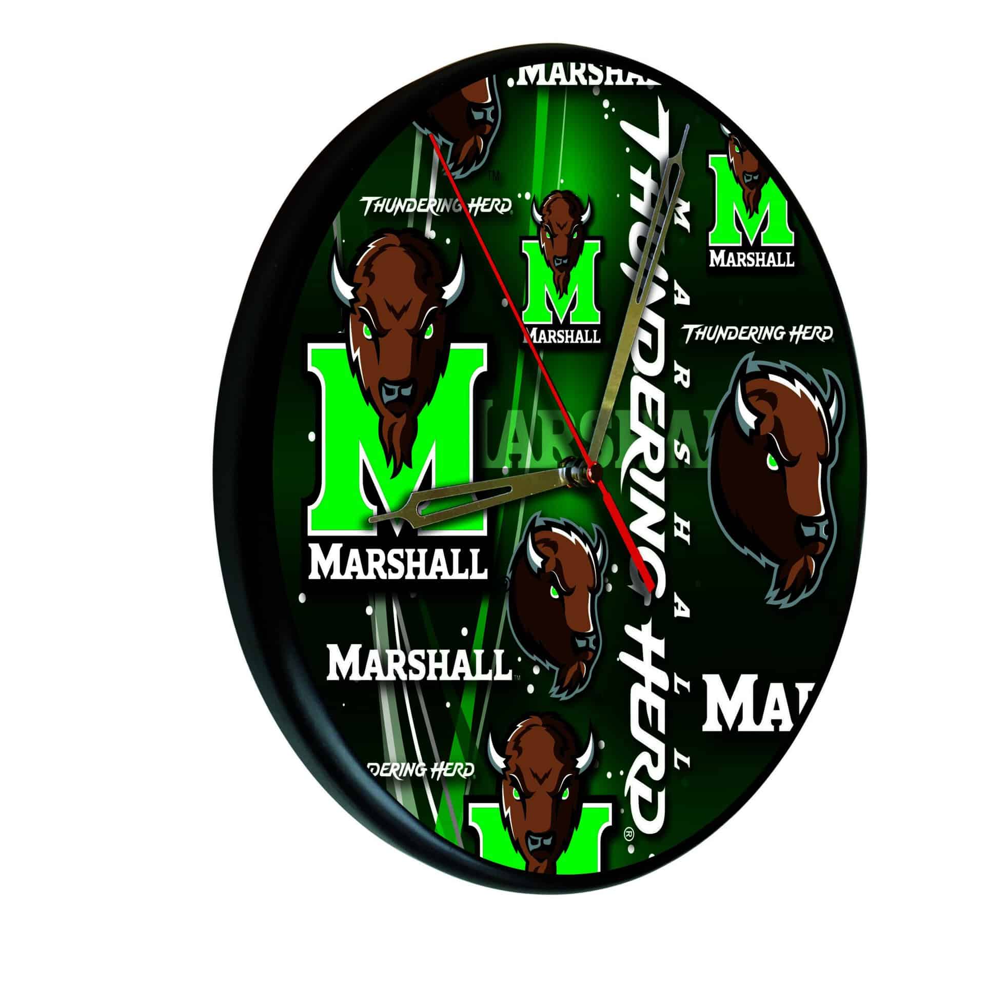 Marshall University 13-Inch Solid Wood Clock in Black 3 Marshall University 13-Inch Solid Wood Clock in Black