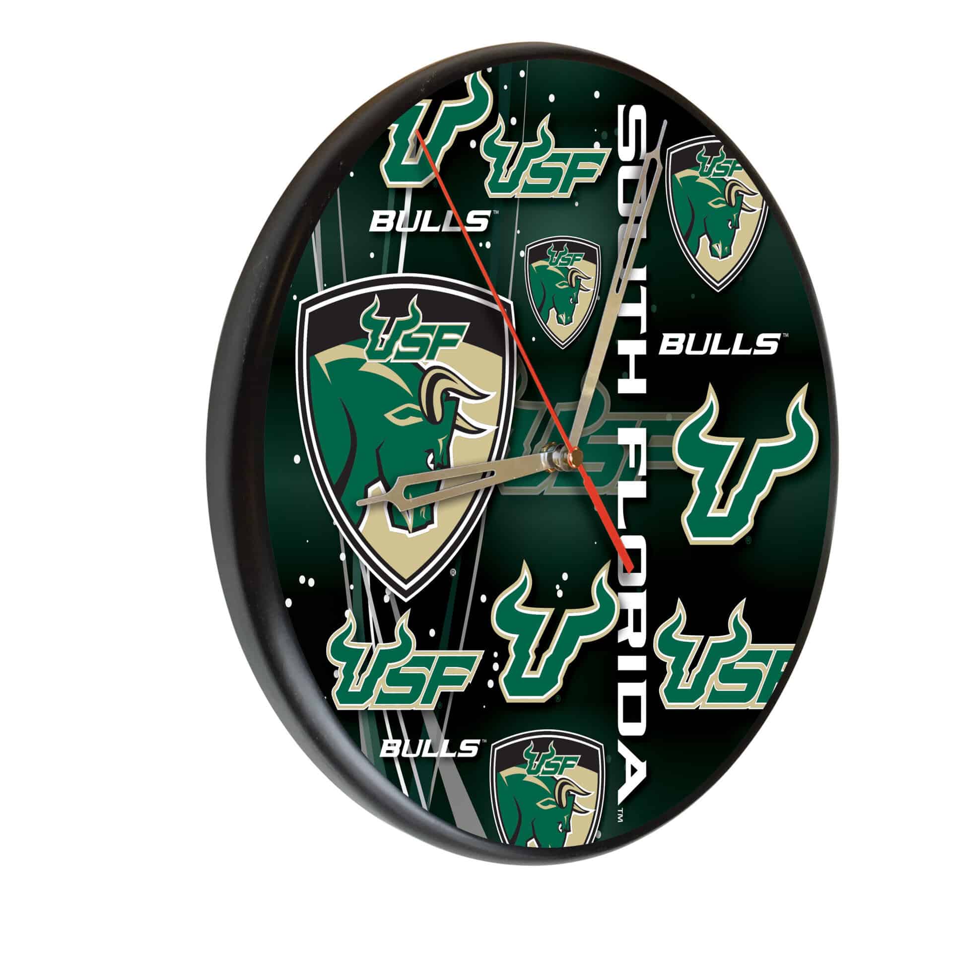 University of South Florida 13-Inch Solid Wood Clock in Black 3 University of South Florida 13-Inch Solid Wood Clock in Black