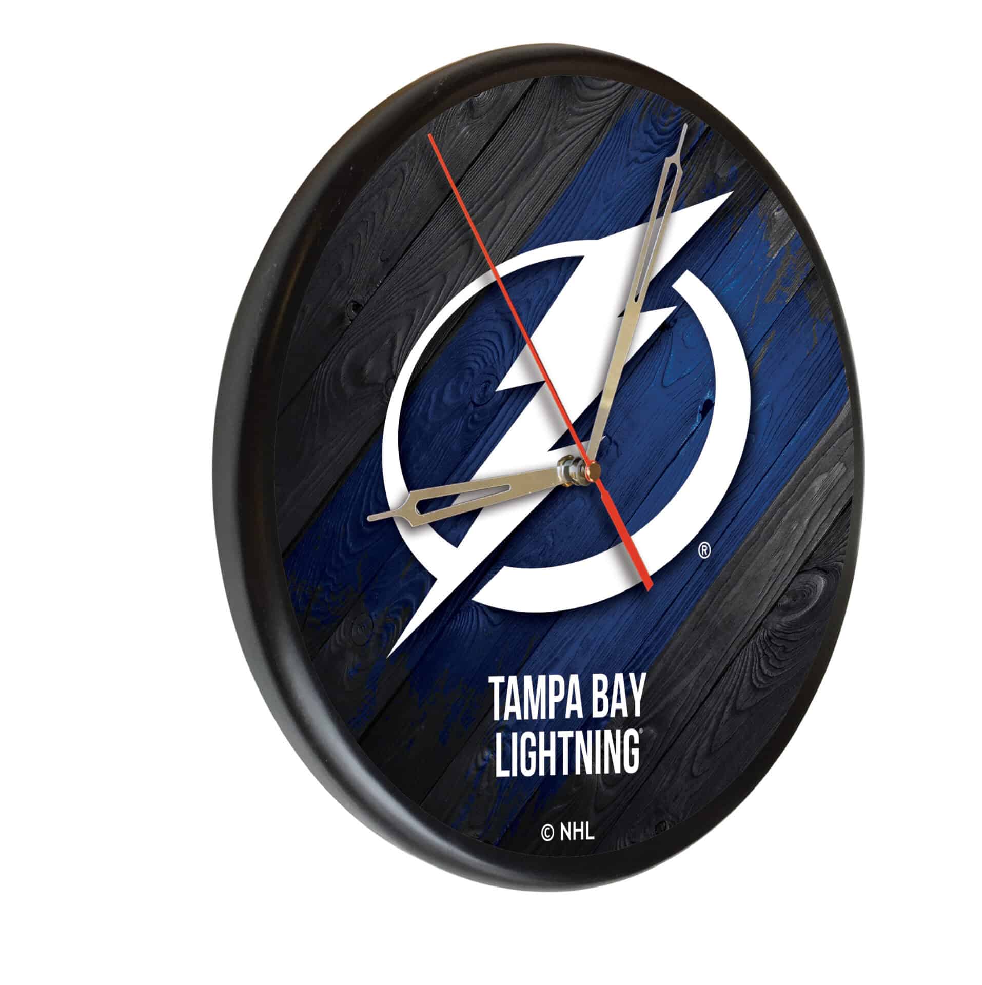 Tampa Bay Lightning 13-Inch Solid Wood Clock in Black 1 Tampa Bay Lightning 13-Inch Solid Wood Clock in Black