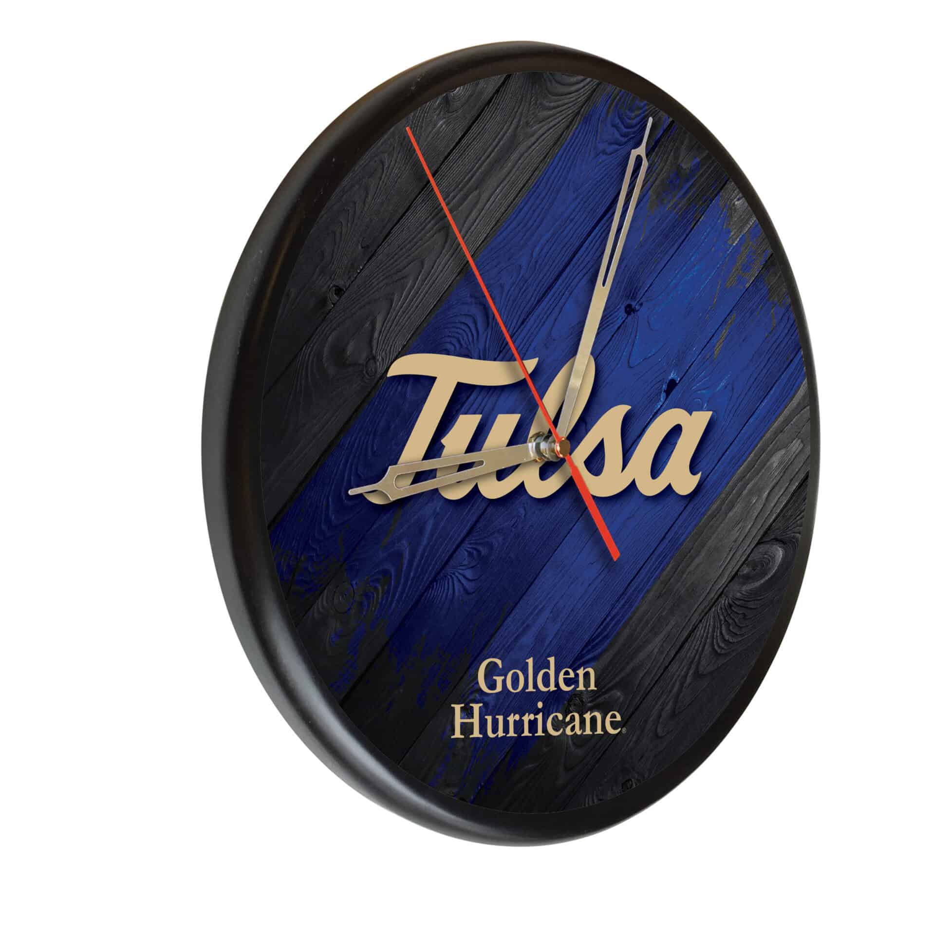University of Tulsa 13-Inch Solid Wood Clock in Black 1 University of Tulsa 13-Inch Solid Wood Clock in Black