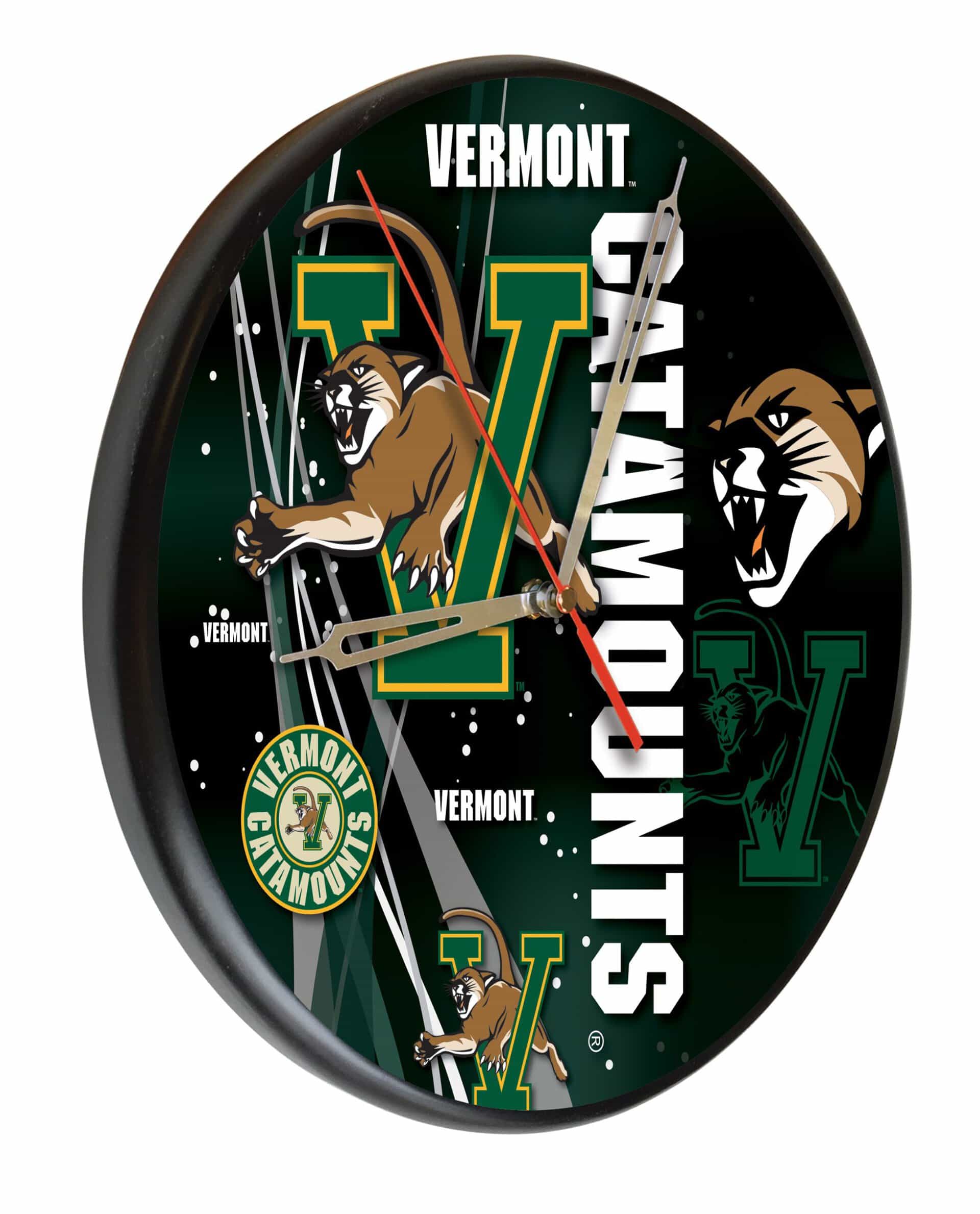 University of Vermont 13-Inch Solid Wood Clock in Black 3 University of Vermont 13-Inch Solid Wood Clock in Black