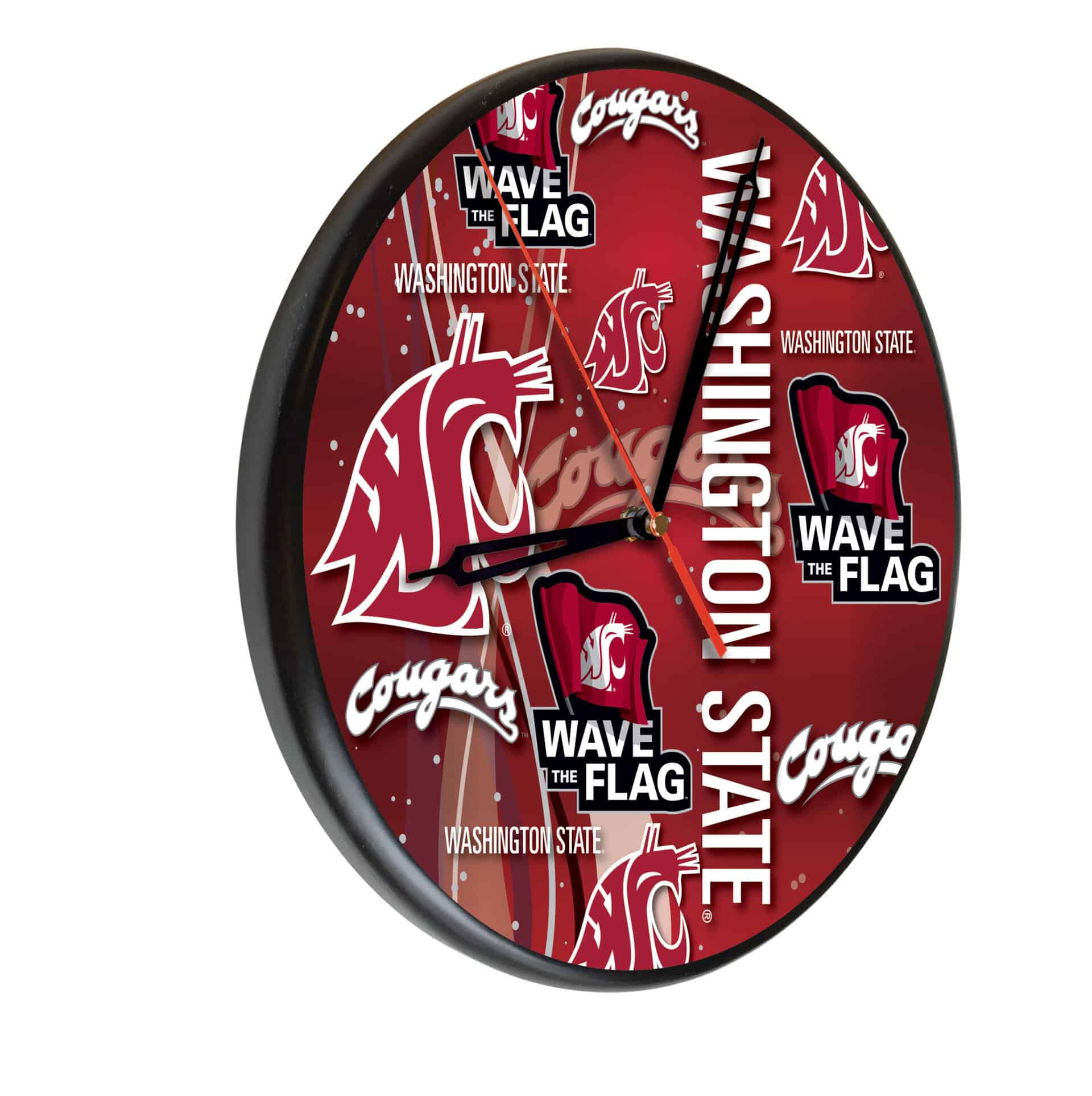 Washington State University 13-Inch Solid Wood Clock in Black 3 Washington State University 13-Inch Solid Wood Clock in Black