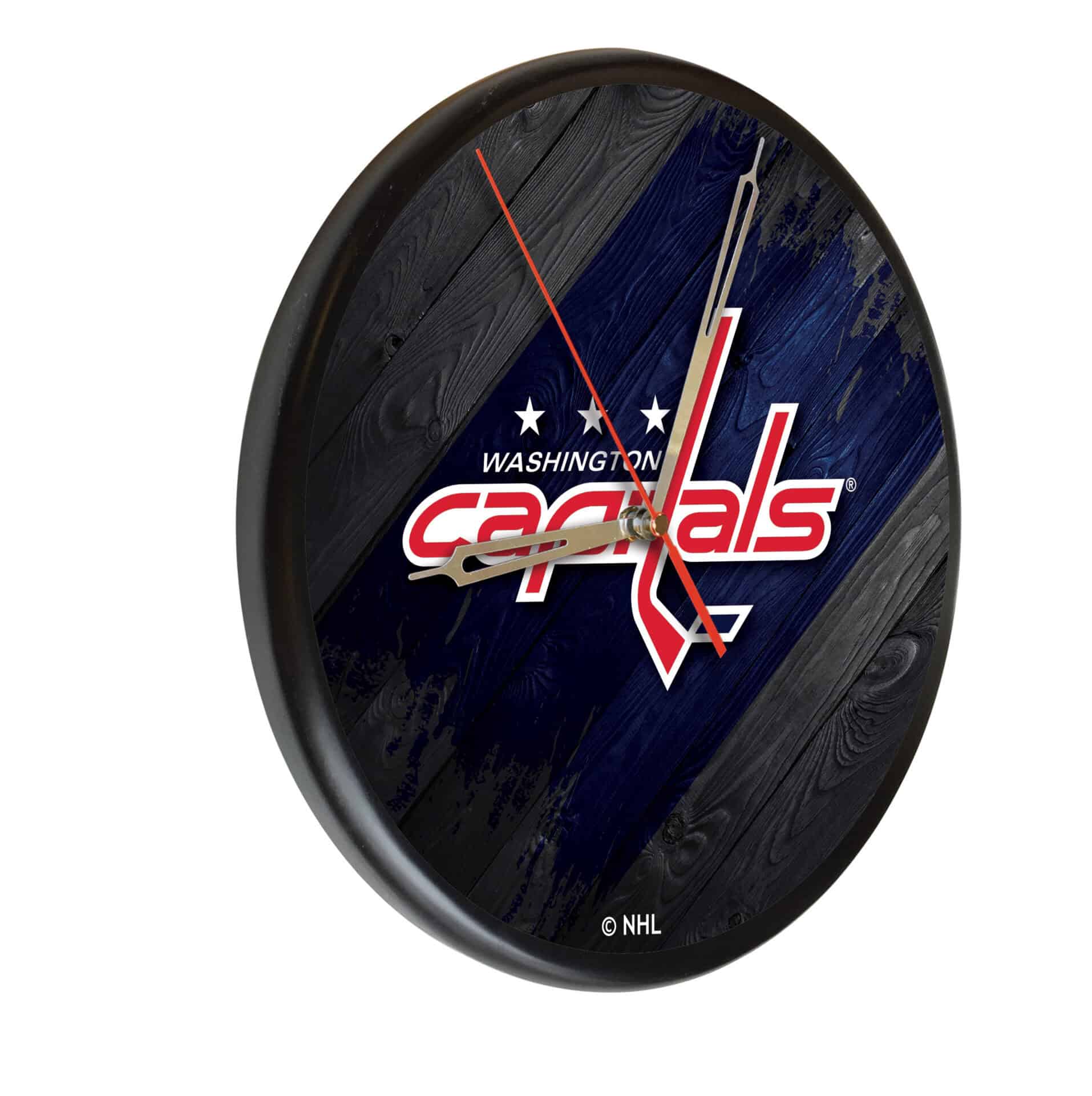 Washington Capitals 13-Inch Solid Wood Clock in Black 1 Washington Capitals 13-Inch Solid Wood Clock in Black