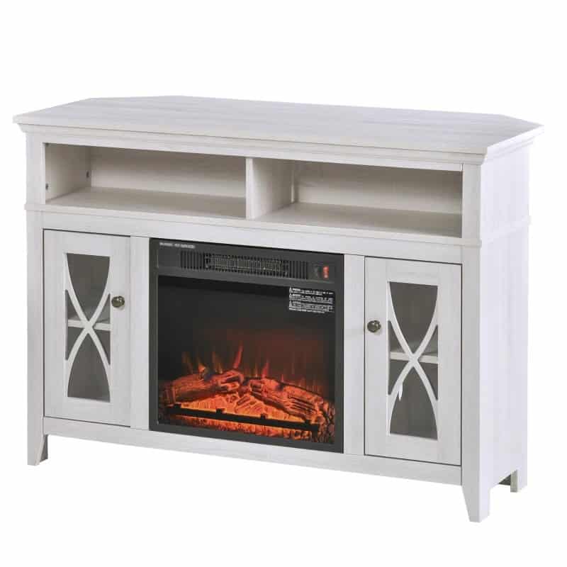 Rustic White Electric Fireplace TV Stand with Cabinets and Shelves 1 Rustic White Electric Fireplace TV Stand with Cabinets and Shelves