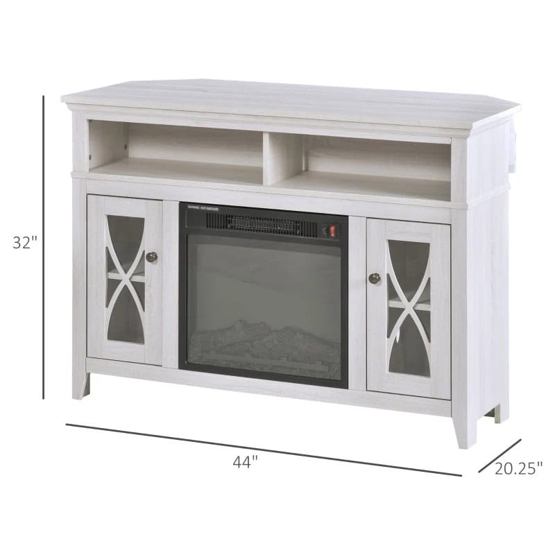 Rustic White Electric Fireplace TV Stand with Cabinets and Shelves 5 Rustic White Electric Fireplace TV Stand with Cabinets and Shelves - Image 5