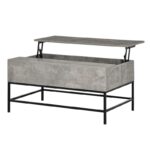 Modern Grey Lift Top Coffee Table with Hidden Storage