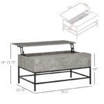 Modern Grey Lift Top Coffee Table with Hidden Storage