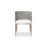 WEAVER Leatherette Dining Armchair Gold Legs
