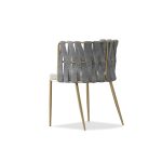 WEAVER Leatherette Dining Armchair Gold Legs