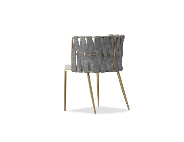 WEAVER Leatherette Dining Armchair Gold Legs 3 2