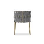 WEAVER Leatherette Dining Armchair Gold Legs