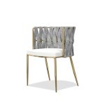 WEAVER Leatherette Dining Armchair Gold Legs