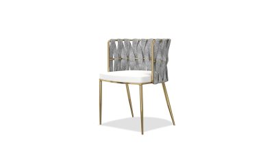 WEAVER Leatherette Dining Armchair Gold Legs