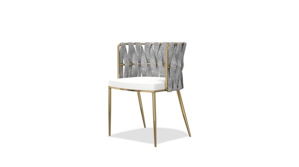 WEAVER Leatherette Dining Armchair Gold Legs 6