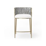 WEAVER Oatmeal Leatherette Gold Hydraulic Counter Stool 6 WEAVER Oatmeal Leatherette Gold Hydraulic Counter Stool