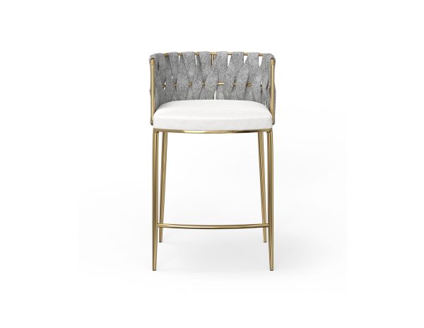 WEAVER Oatmeal Leatherette Gold Hydraulic Counter Stool 1 2