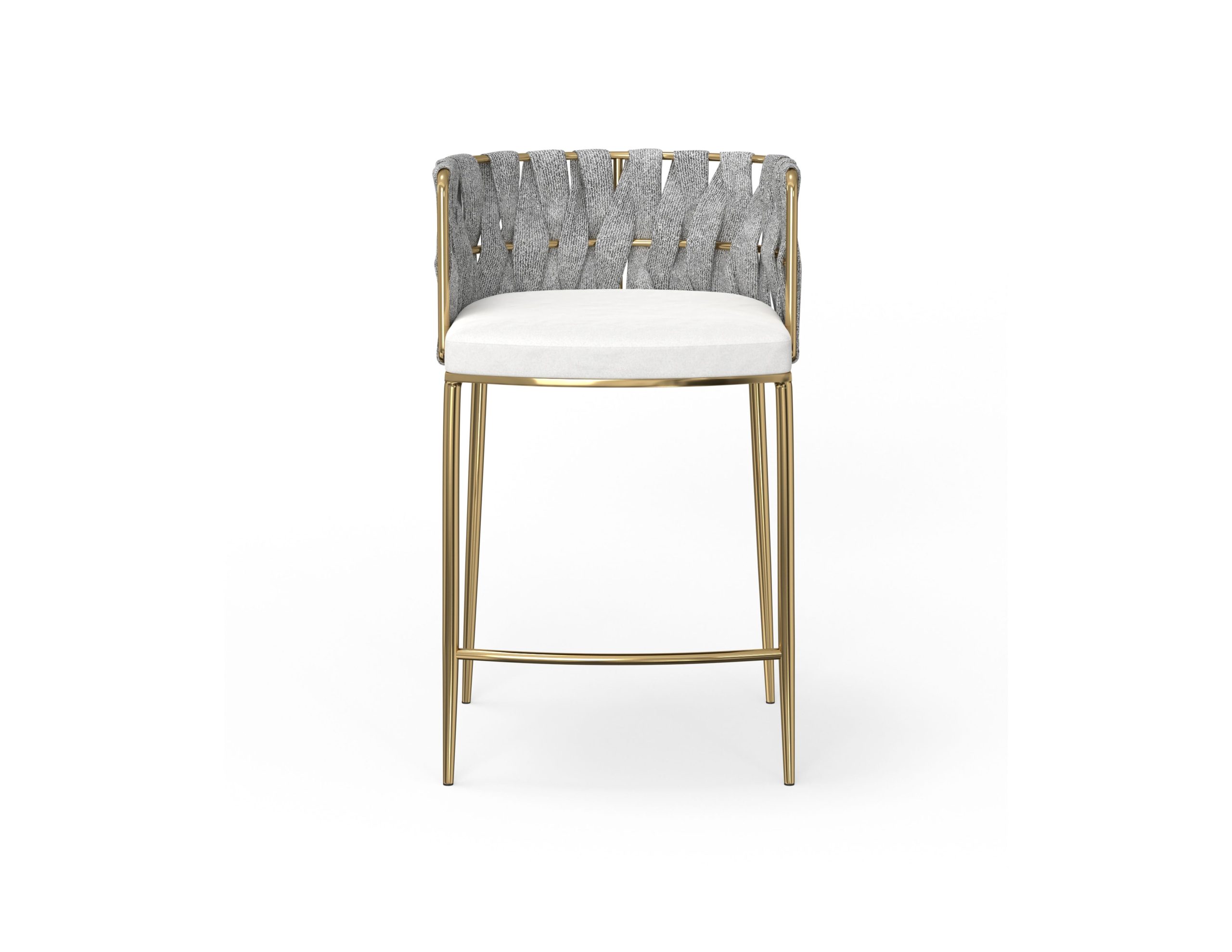 WEAVER Oatmeal Leatherette Gold Hydraulic Counter Stool 2 WEAVER Oatmeal Leatherette Gold Hydraulic Counter Stool - Image 2