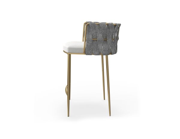 WEAVER Oatmeal Leatherette Gold Hydraulic Counter Stool 2 2
