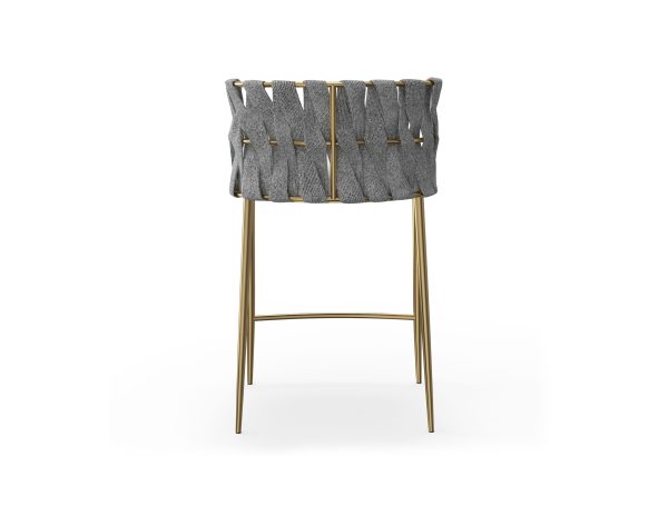 WEAVER Oatmeal Leatherette Gold Hydraulic Counter Stool 3 2