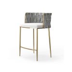 WEAVER Oatmeal Leatherette Gold Hydraulic Counter Stool 5 WEAVER Oatmeal Leatherette Gold Hydraulic Counter Stool