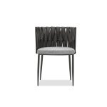 WEAVER Ultra Nubuck Leatherette Dining Armchair, Black Steel