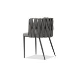 WEAVER Ultra Nubuck Leatherette Dining Armchair, Black Steel
