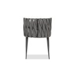 WEAVER Ultra Nubuck Leatherette Dining Armchair, Black Steel