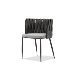 WEAVER Ultra Nubuck Leatherette Dining Armchair, Black Steel