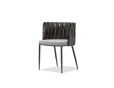WEAVER Ultra Nubuck Leatherette Dining Armchair, Black Steel