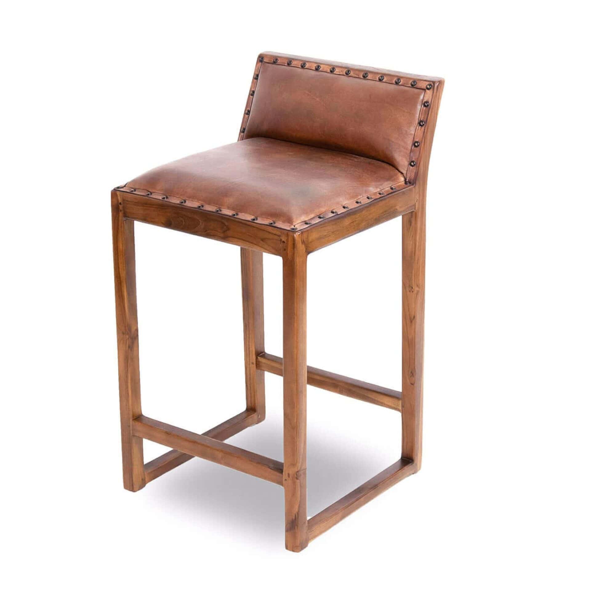 Tan Leather Mid-Century Modern Counter Stool Solid Wood 1 Tan Leather Mid-Century Modern Counter Stool Solid Wood