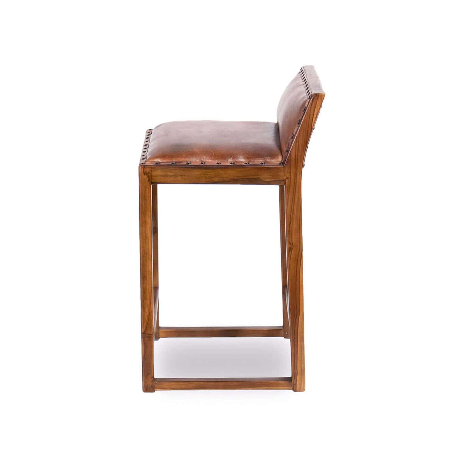 Tan Leather Mid-Century Modern Counter Stool Solid Wood 7 Tan Leather Mid-Century Modern Counter Stool Solid Wood