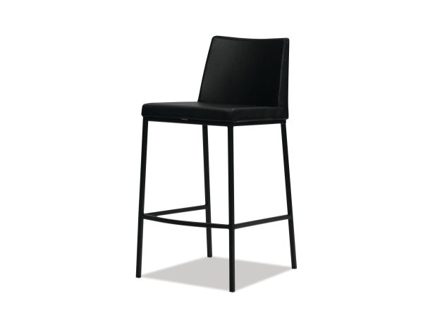 WESTON Black Leatherette Counter Stool Black Steel Base 2