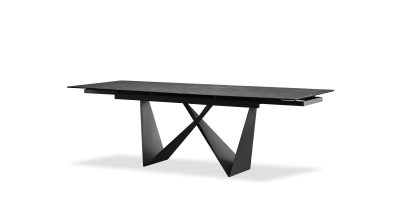 WESTYN Slate Grey Ceramic Top Double Extension Dining Table