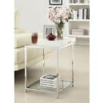 Modern Metal End Table with Reversible White Tray 5 Modern Metal End Table with Reversible White Tray