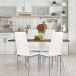 Modern High Back White PVC Leather Dining Chairs with Metal Legs (Set of 4)