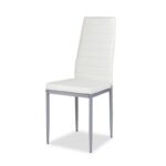 Modern High Back White PVC Leather Dining Chairs with Metal Legs (Set of 4)